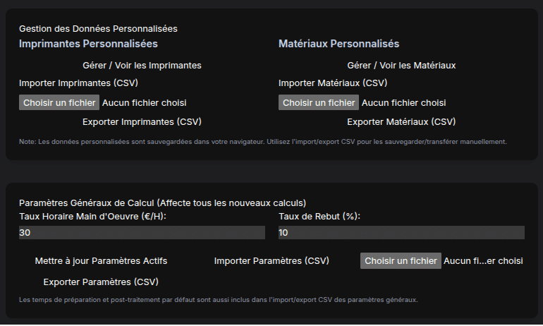 Export CSV des données